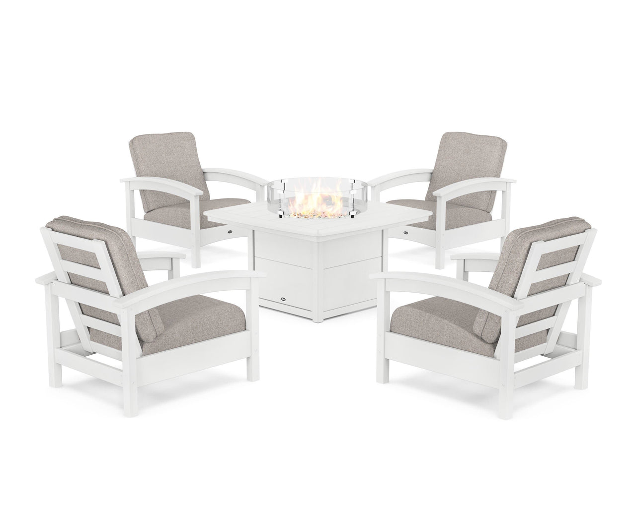Trex Rockport 5-Piece Deep Seating Set with Yacht Club Fire Pit Table