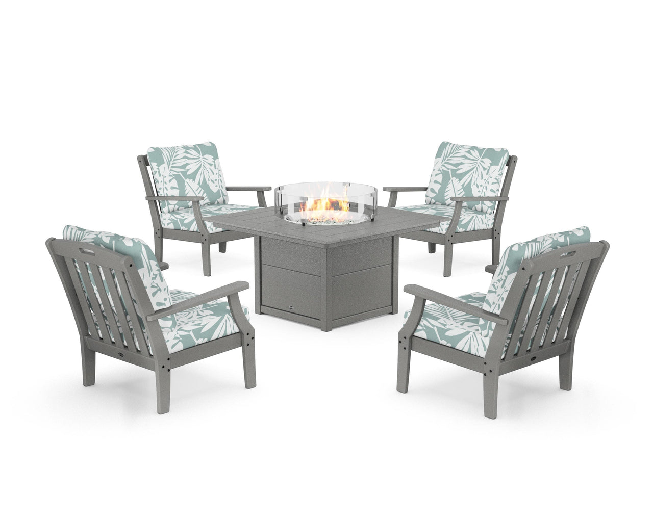 Trex Yacht Club 5-Piece Deep Seating Set with Square Fire Pit Table