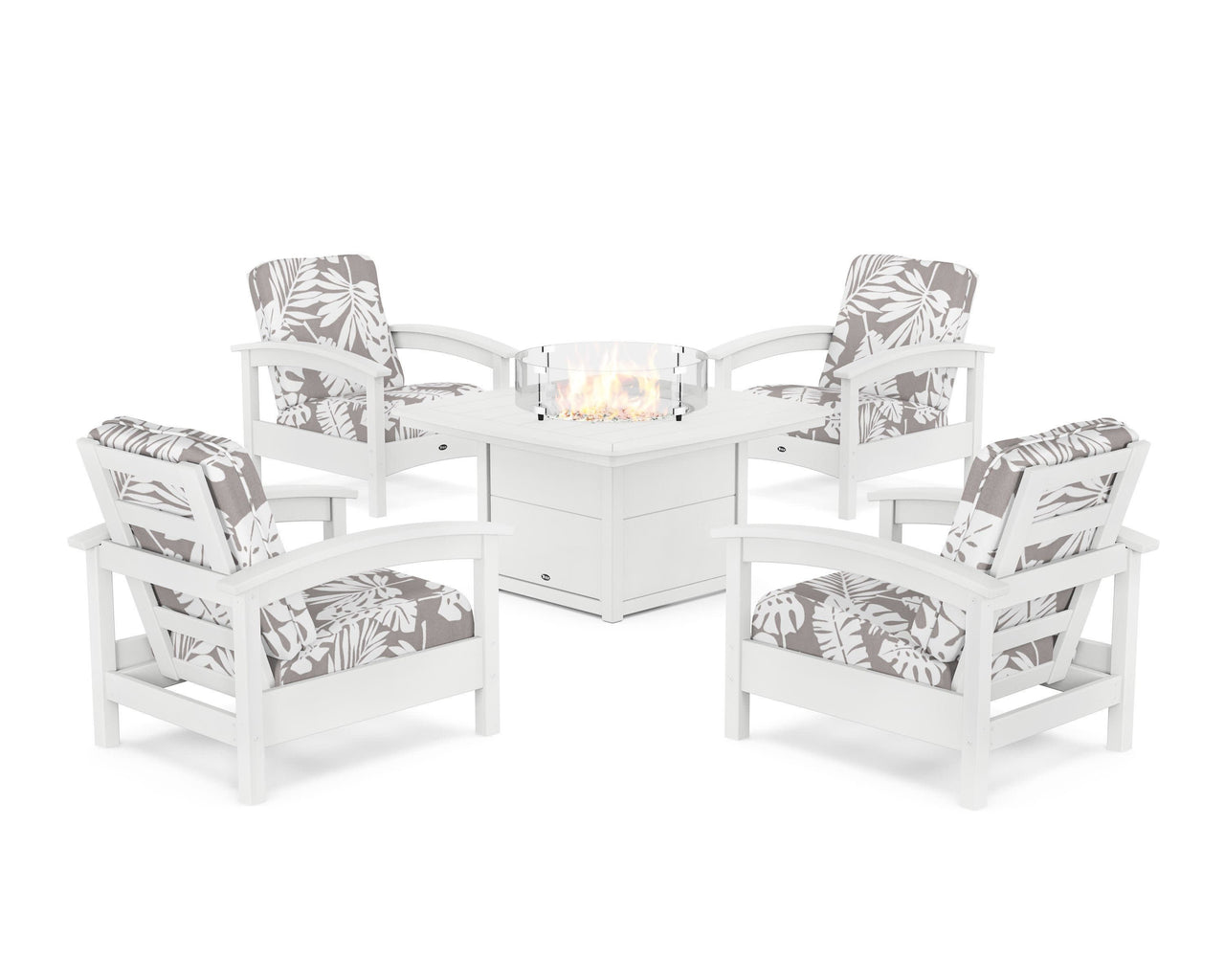 Trex Rockport 5-Piece Deep Seating Set with Yacht Club Fire Pit Table