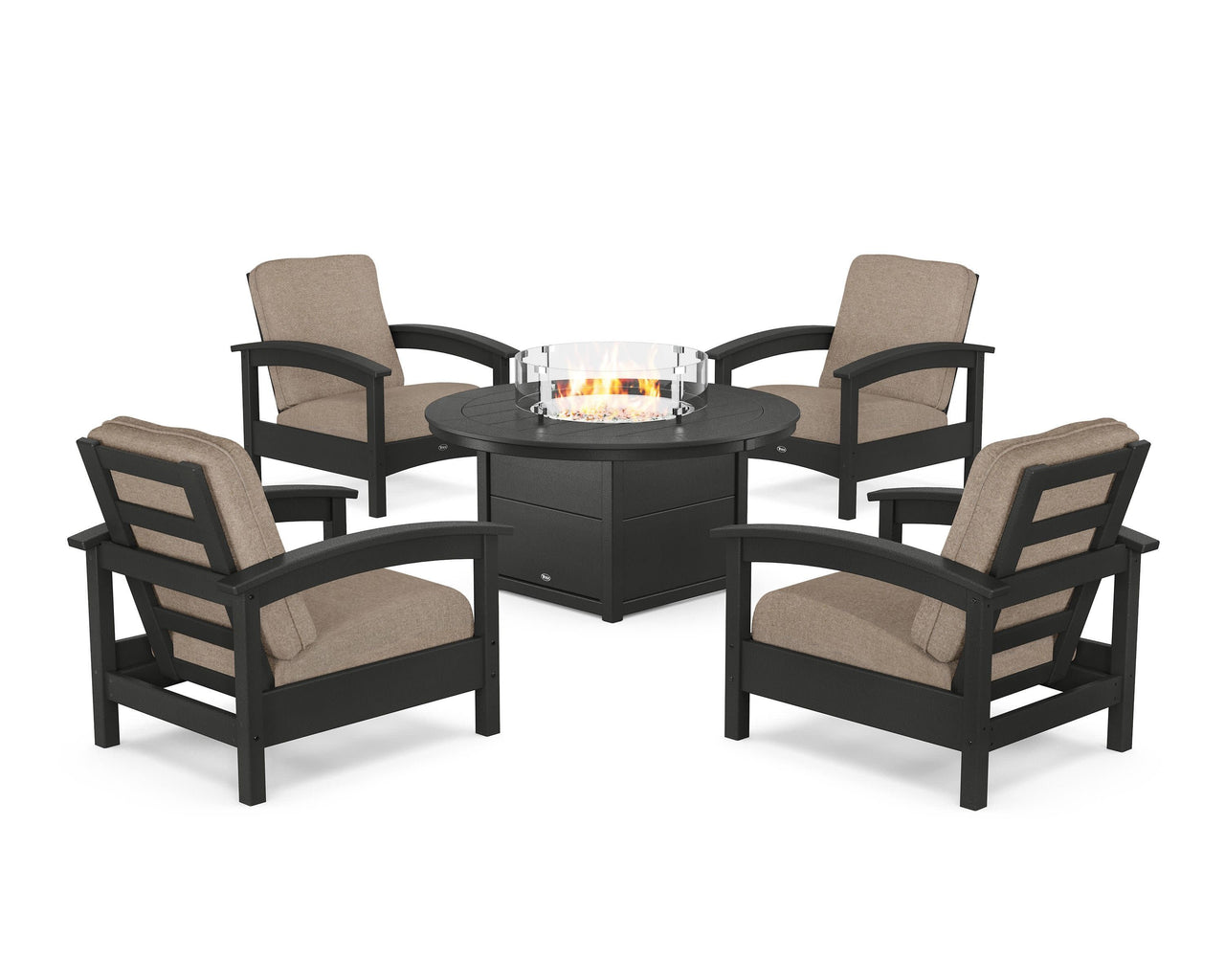Trex Rockport 5-Piece Deep Seating Set with Round Fire Pit Table
