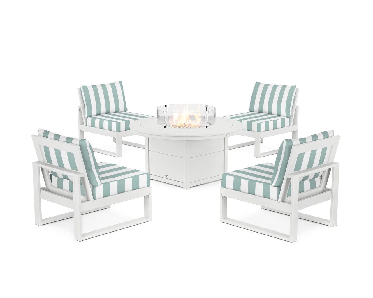 Trex Eastport Modular 5-Piece Deep Seating Set with Round Fire Pit Table