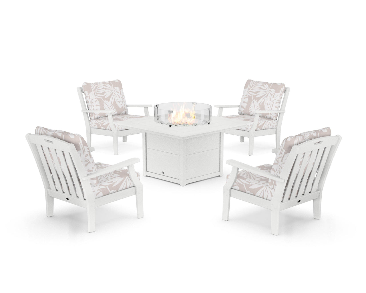 Trex Yacht Club 5-Piece Deep Seating Set with Square Fire Pit Table