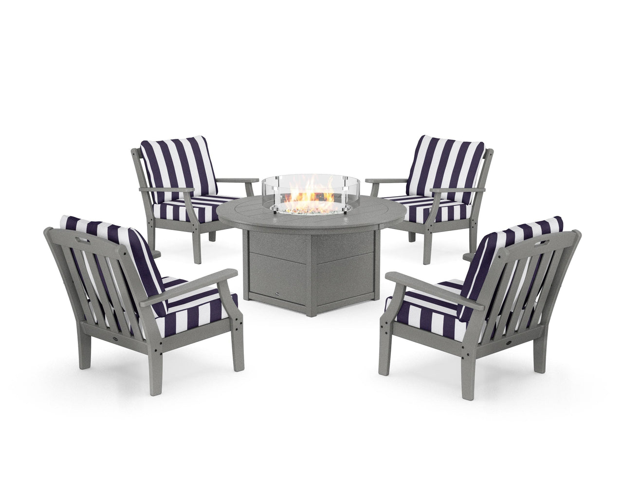 Trex Yacht Club 5-Piece Deep Seating Set with Round Fire Pit Table