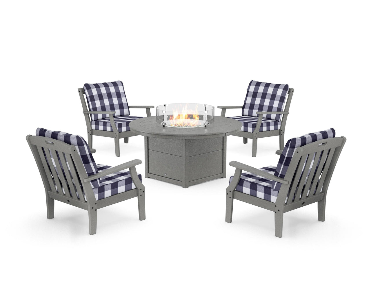 Trex Yacht Club 5-Piece Deep Seating Set with Round Fire Pit Table