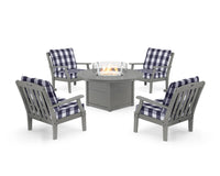 Thumbnail for Trex Yacht Club 5-Piece Deep Seating Set with Round Fire Pit Table
