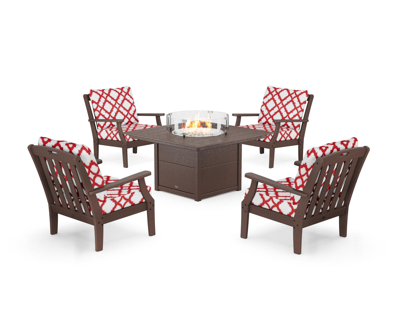 Trex Yacht Club 5-Piece Deep Seating Set with Square Fire Pit Table