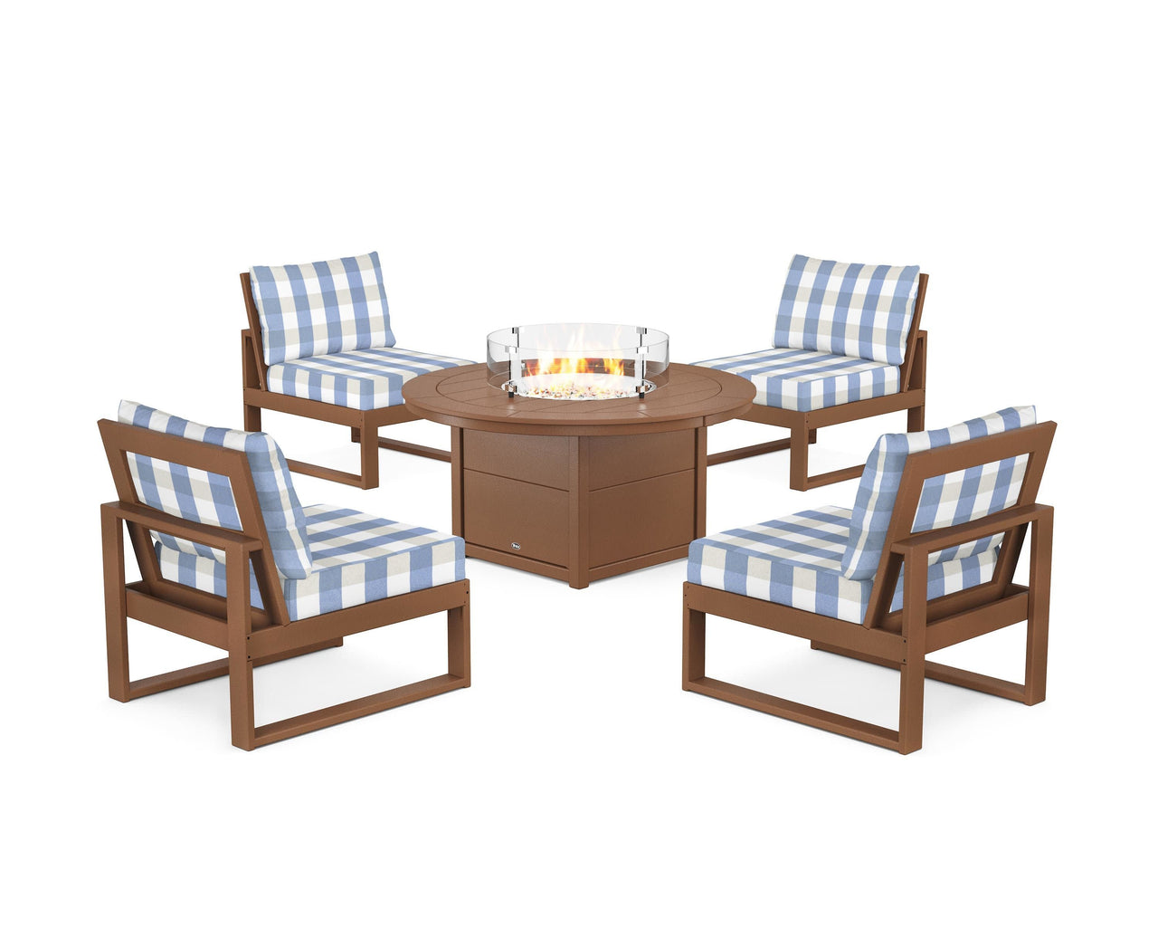 Trex Eastport Modular 5-Piece Deep Seating Set with Round Fire Pit Table