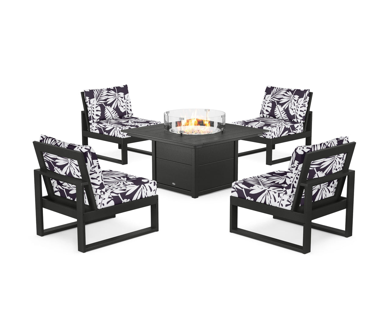 Trex Eastport Modular 5-Piece Deep Seating Set with Square Fire Pit Table