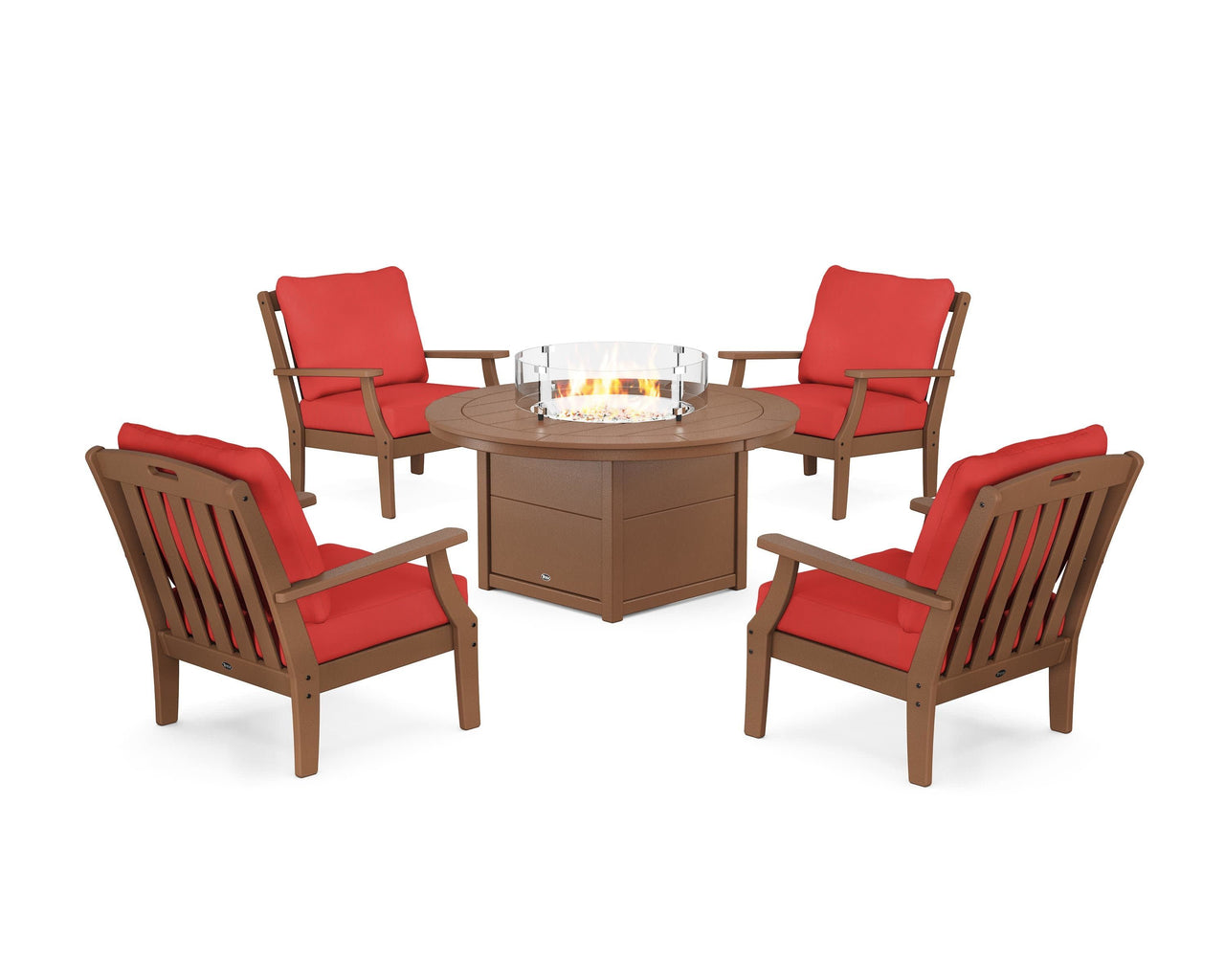 Trex Yacht Club 5-Piece Deep Seating Set with Round Fire Pit Table