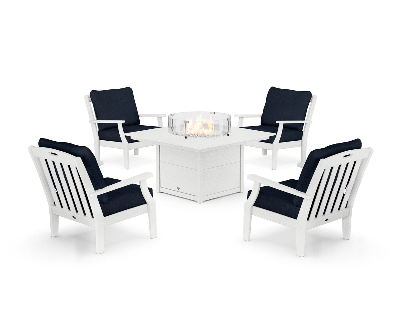 Trex Yacht Club 5-Piece Deep Seating Set with Square Fire Pit Table