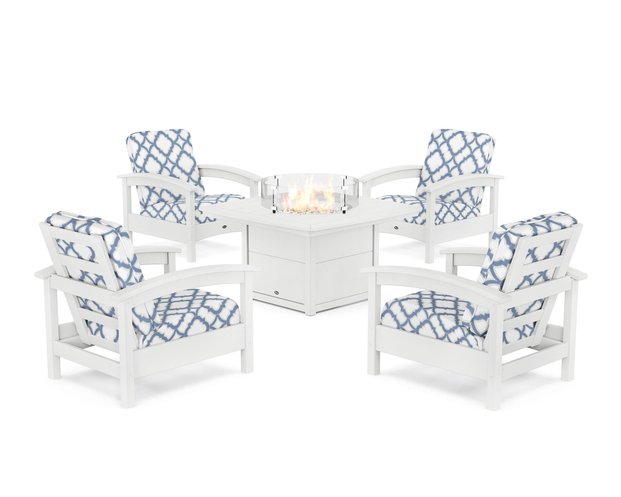 Trex Rockport 5-Piece Deep Seating Set with Yacht Club Fire Pit Table