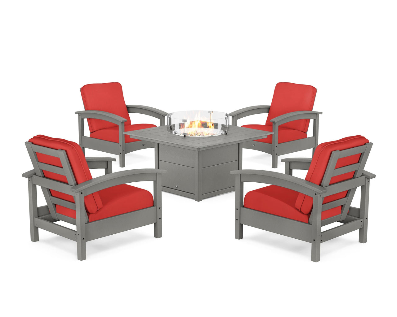 Trex Rockport 5-Piece Deep Seating Set with Square Fire Pit Table