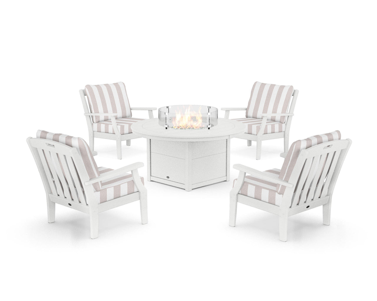 Trex Yacht Club 5-Piece Deep Seating Set with Round Fire Pit Table