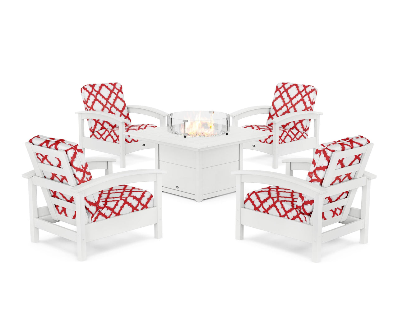 Trex Rockport 5-Piece Deep Seating Set with Square Fire Pit Table