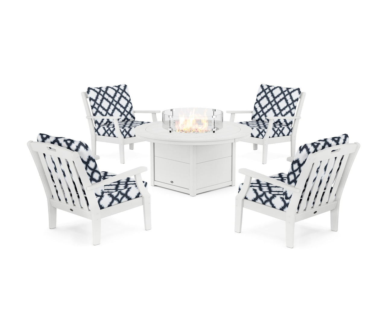 Trex Yacht Club 5-Piece Deep Seating Set with Round Fire Pit Table