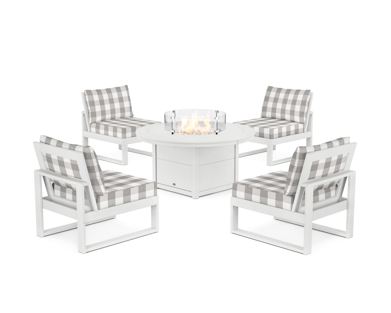Trex Eastport Modular 5-Piece Deep Seating Set with Round Fire Pit Table