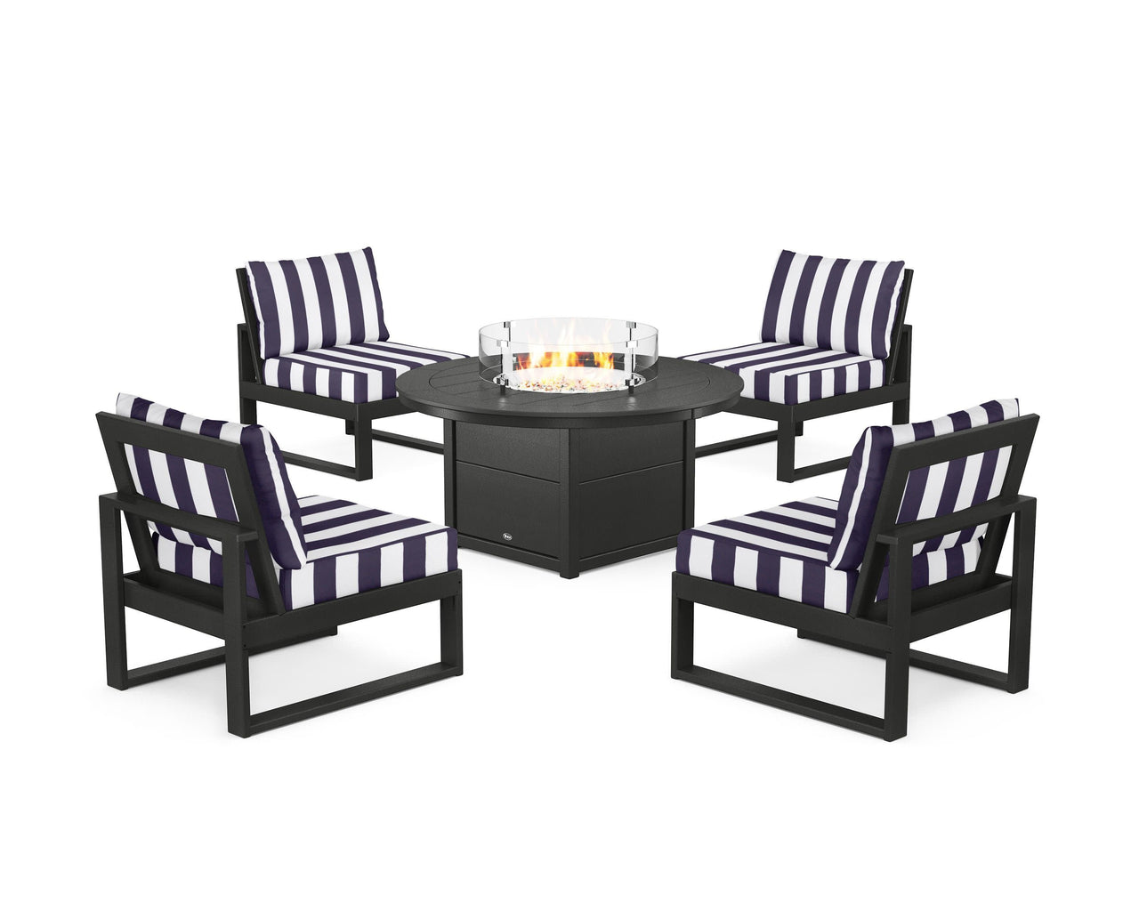Trex Eastport Modular 5-Piece Deep Seating Set with Round Fire Pit Table