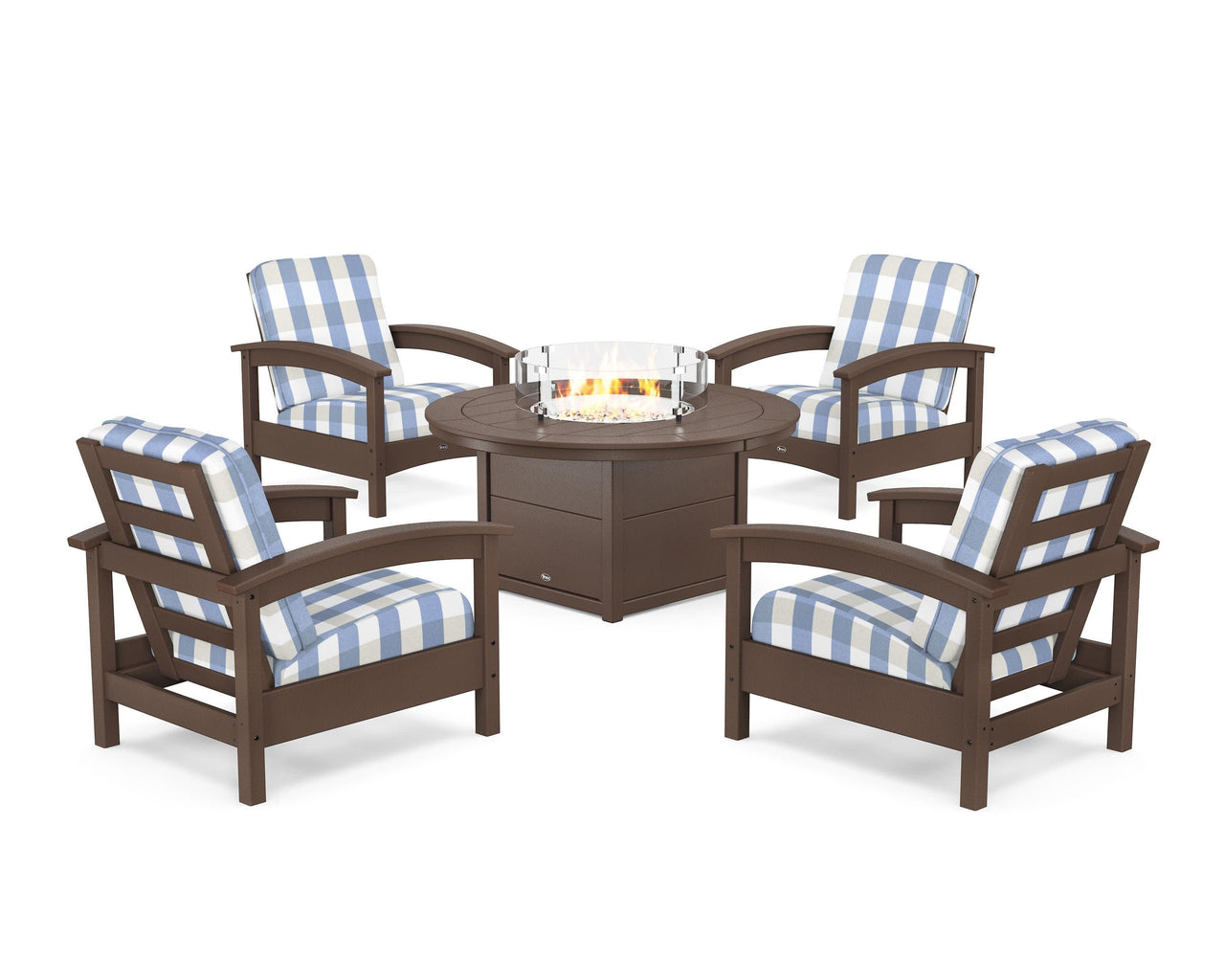Trex Rockport 5-Piece Deep Seating Set with Round Fire Pit Table