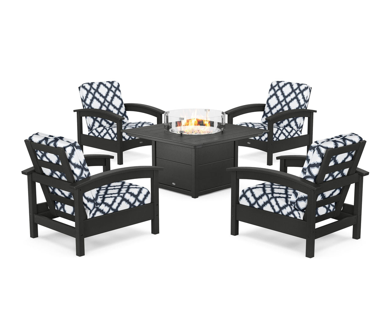 Trex Rockport 5-Piece Deep Seating Set with Square Fire Pit Table