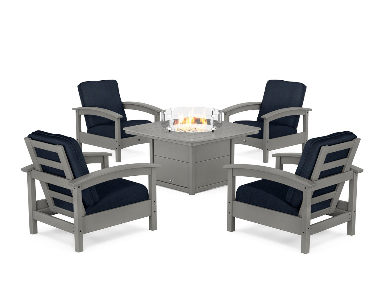 Trex Rockport 5-Piece Deep Seating Set with Yacht Club Fire Pit Table