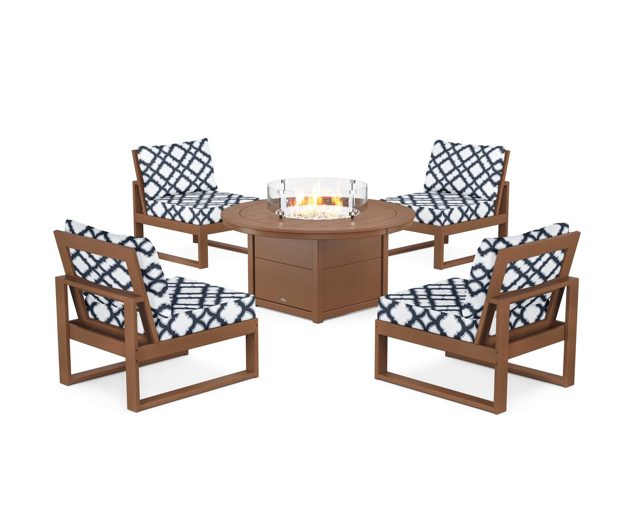 Trex Eastport Modular 5-Piece Deep Seating Set with Round Fire Pit Table