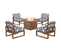 Thumbnail for Trex Eastport Modular 5-Piece Deep Seating Set with Round Fire Pit Table