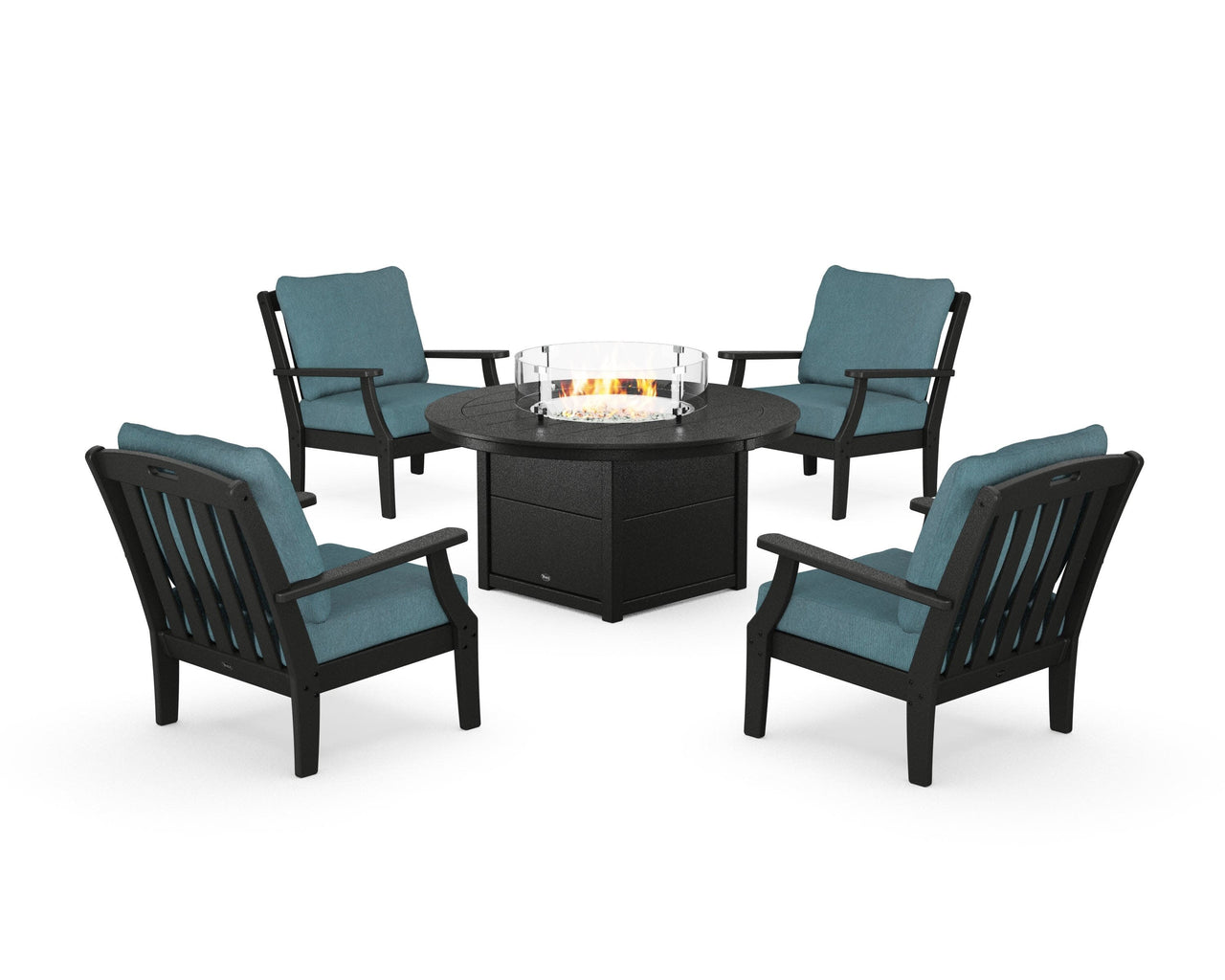 Trex Yacht Club 5-Piece Deep Seating Set with Round Fire Pit Table