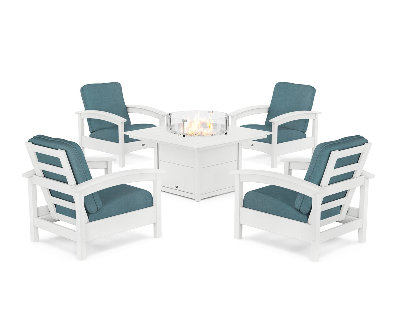 Trex Rockport 5-Piece Deep Seating Set with Square Fire Pit Table