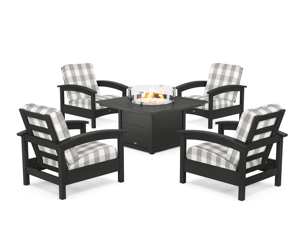Trex Rockport 5-Piece Deep Seating Set with Square Fire Pit Table