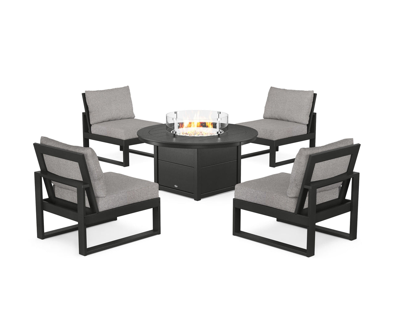 Trex Eastport Modular 5-Piece Deep Seating Set with Round Fire Pit Table