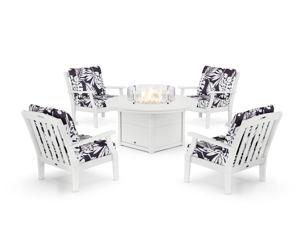 Trex Yacht Club 5-Piece Deep Seating Set with Round Fire Pit Table