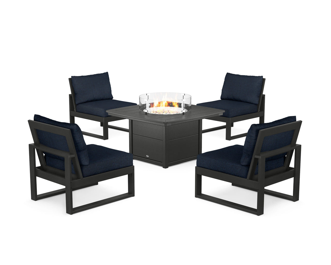 Trex Eastport Modular 5-Piece Deep Seating Set with Yacht Club Fire Pit Table