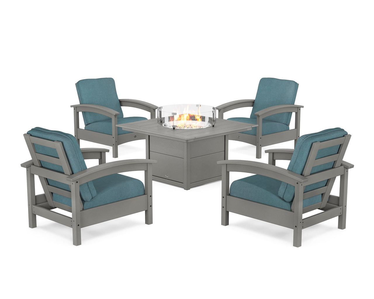 Trex Rockport 5-Piece Deep Seating Set with Square Fire Pit Table