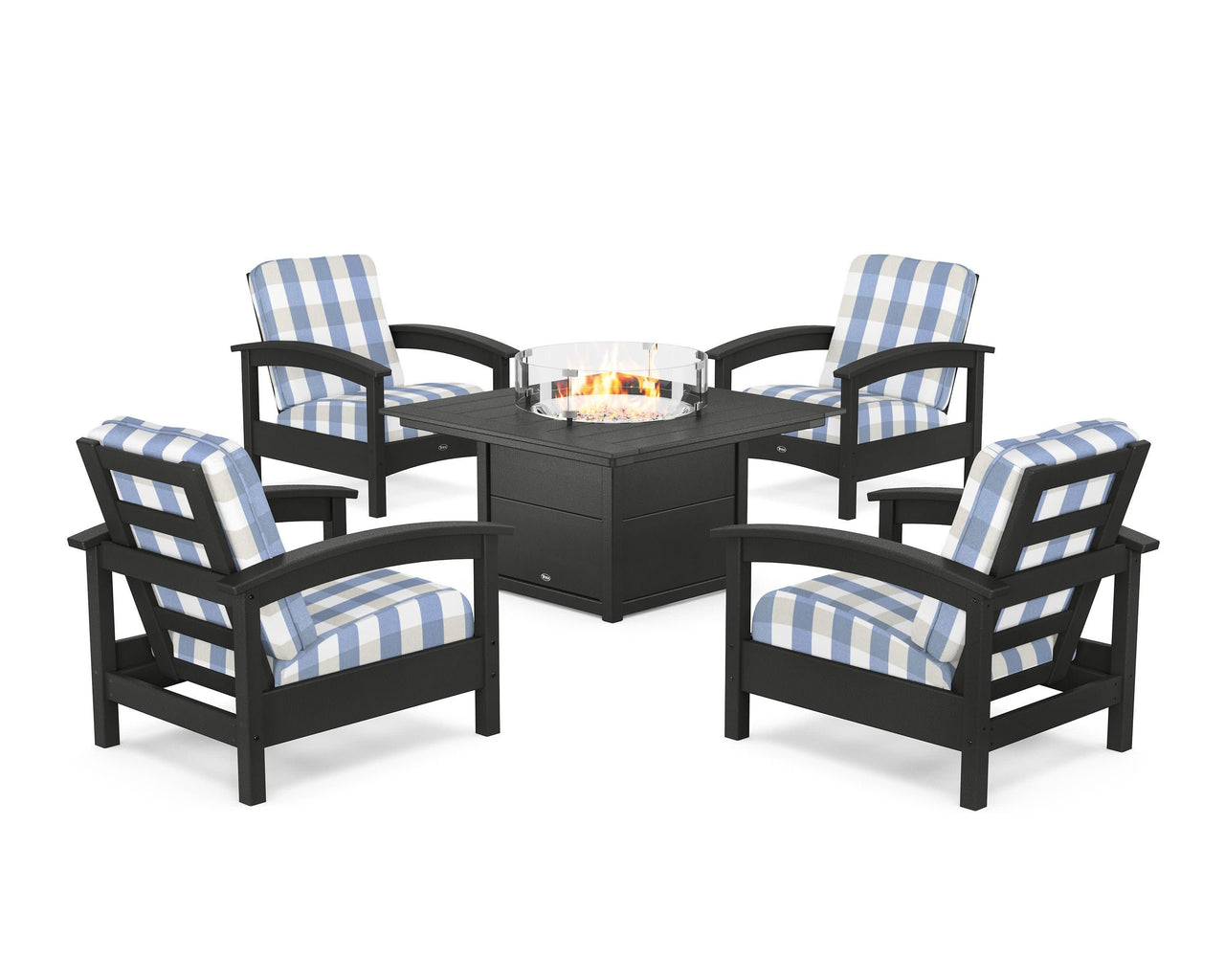 Trex Rockport 5-Piece Deep Seating Set with Square Fire Pit Table