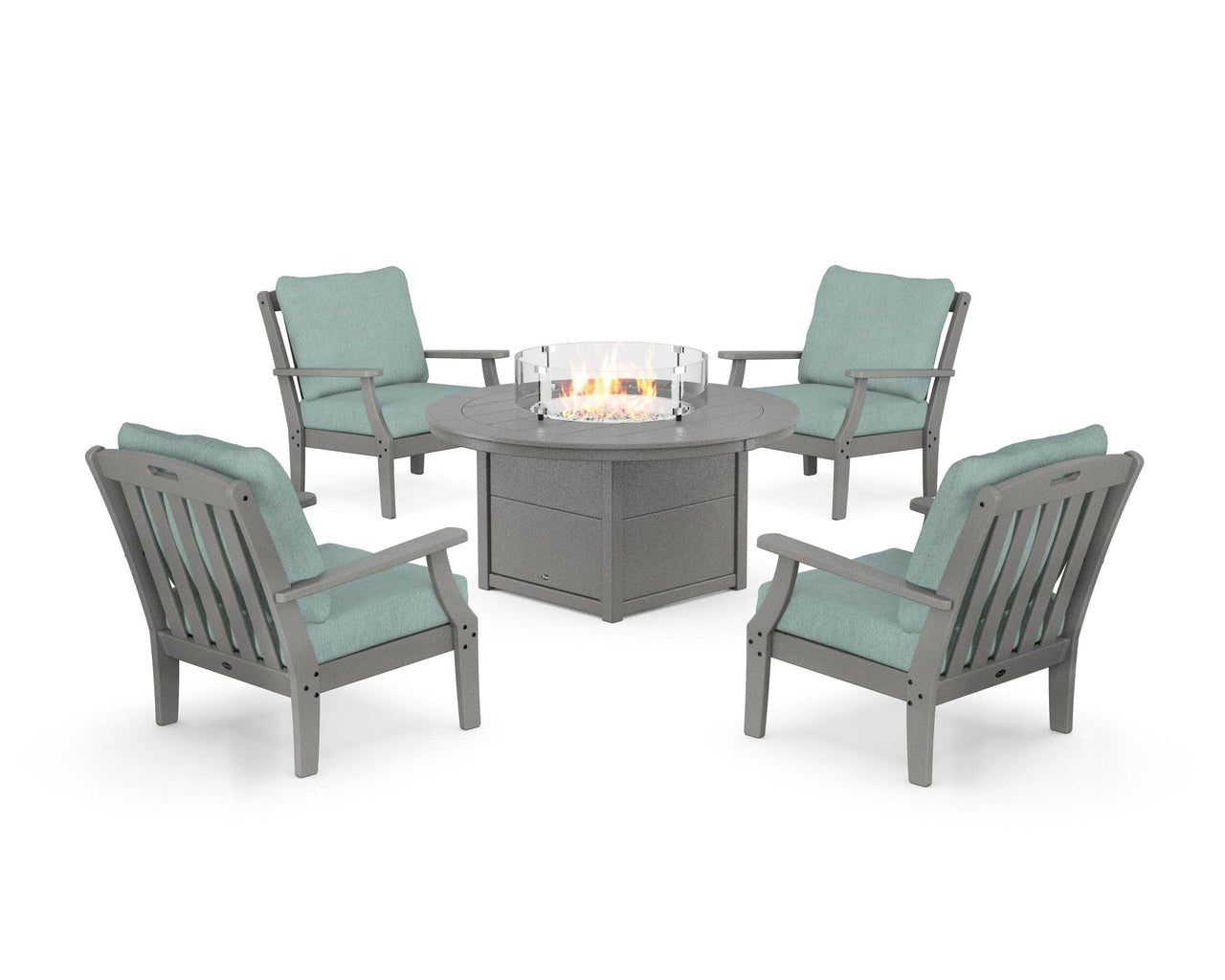 Trex Yacht Club 5-Piece Deep Seating Set with Round Fire Pit Table