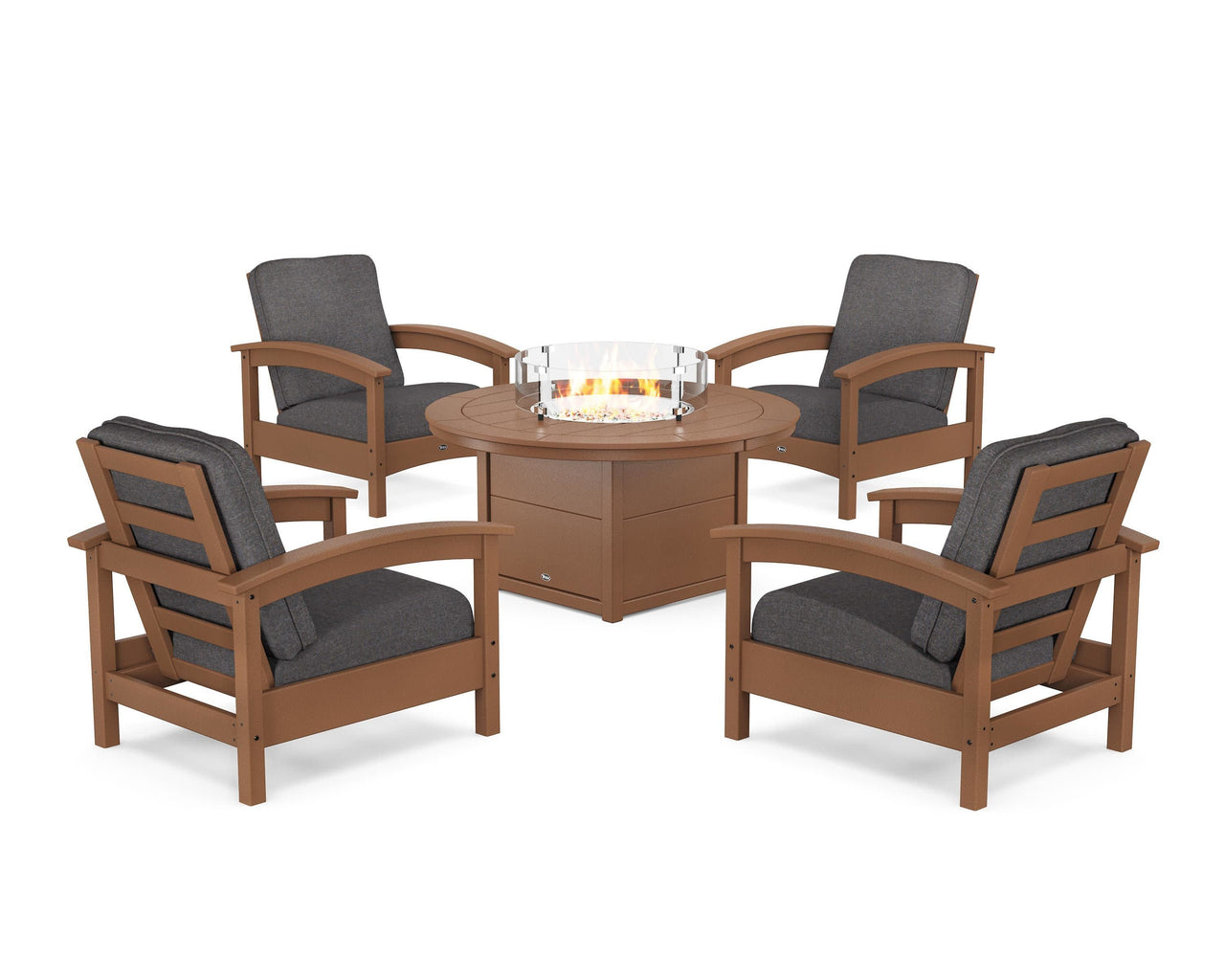 Trex Rockport 5-Piece Deep Seating Set with Round Fire Pit Table