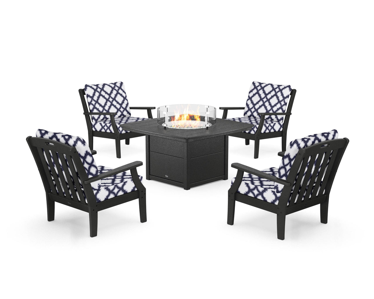 Trex Yacht Club 5-Piece Deep Seating Set with Fire Pit Table