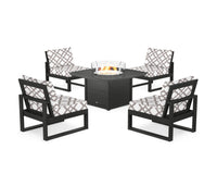 Thumbnail for Trex Eastport Modular 5-Piece Deep Seating Set with Yacht Club Fire Pit Table