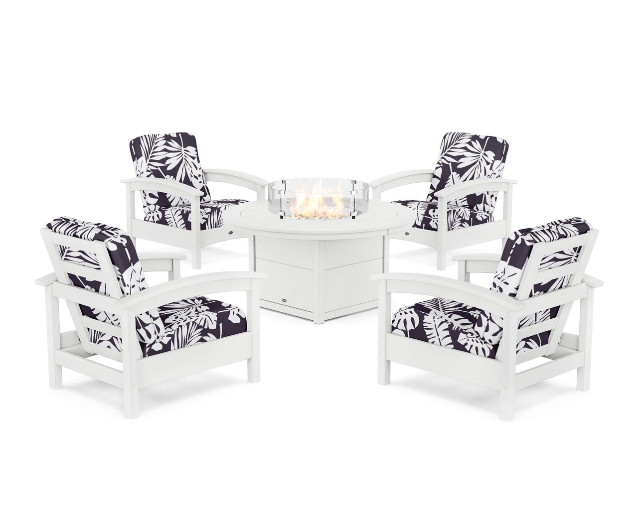 Trex Rockport 5-Piece Deep Seating Set with Round Fire Pit Table