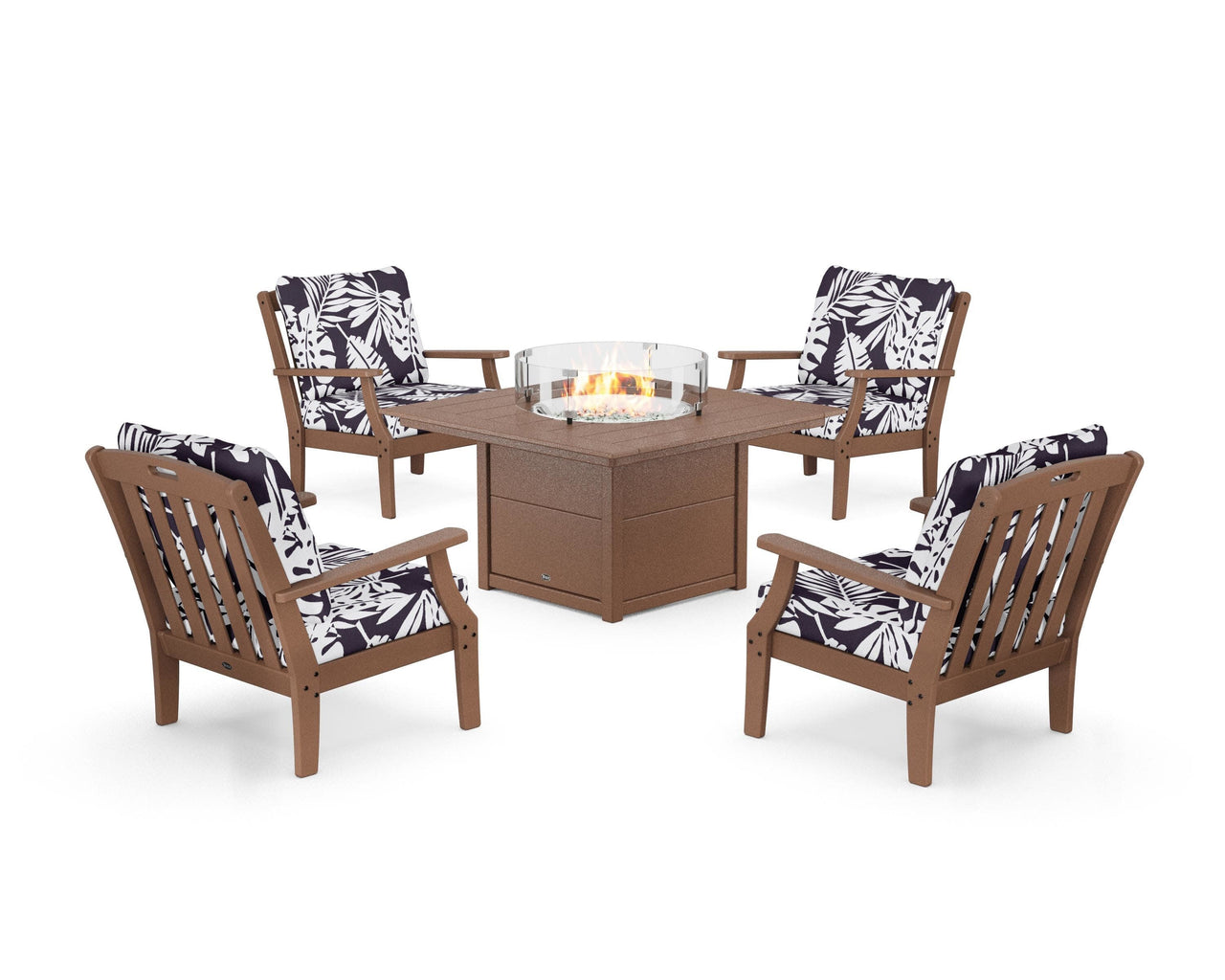 Trex Yacht Club 5-Piece Deep Seating Set with Square Fire Pit Table