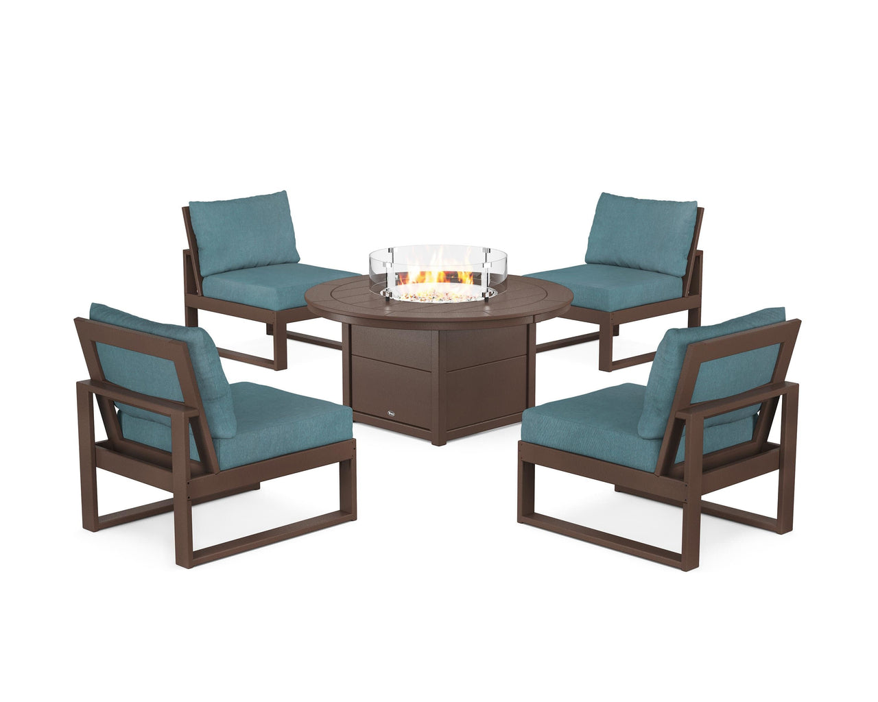 Trex Eastport Modular 5-Piece Deep Seating Set with Round Fire Pit Table
