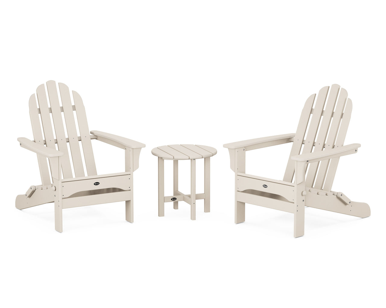 Trex Cape Cod Folding Adirondack Set with Side Table - Sand Castle