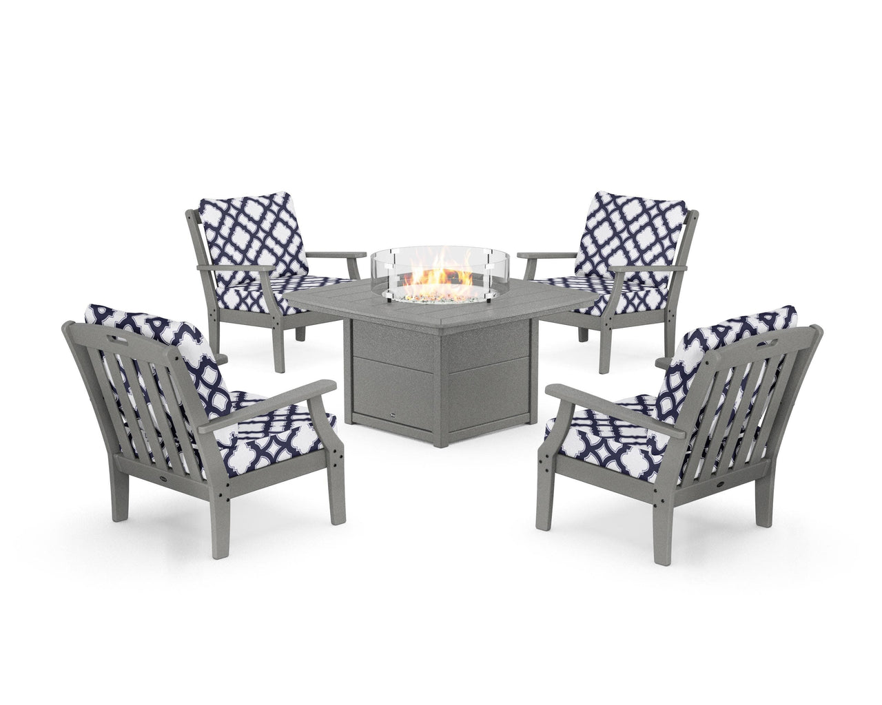 Trex Yacht Club 5-Piece Deep Seating Set with Fire Pit Table