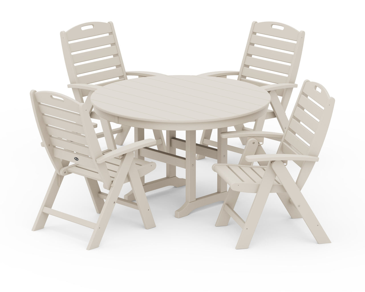 Trex Yacht Club Highback 5-Piece Round Dining Set - Sand Castle