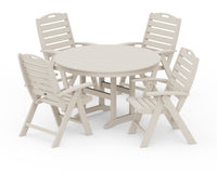 Thumbnail for Trex Yacht Club Highback 5-Piece Round Dining Set - Sand Castle