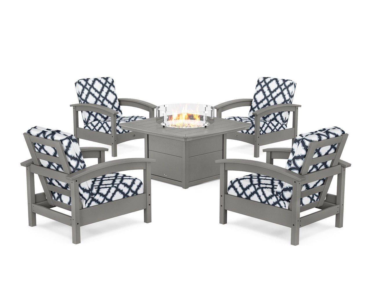 Trex Rockport 5-Piece Deep Seating Set with Yacht Club Fire Pit Table