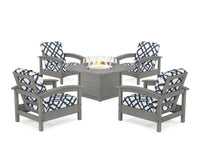 Thumbnail for Trex Rockport 5-Piece Deep Seating Set with Yacht Club Fire Pit Table