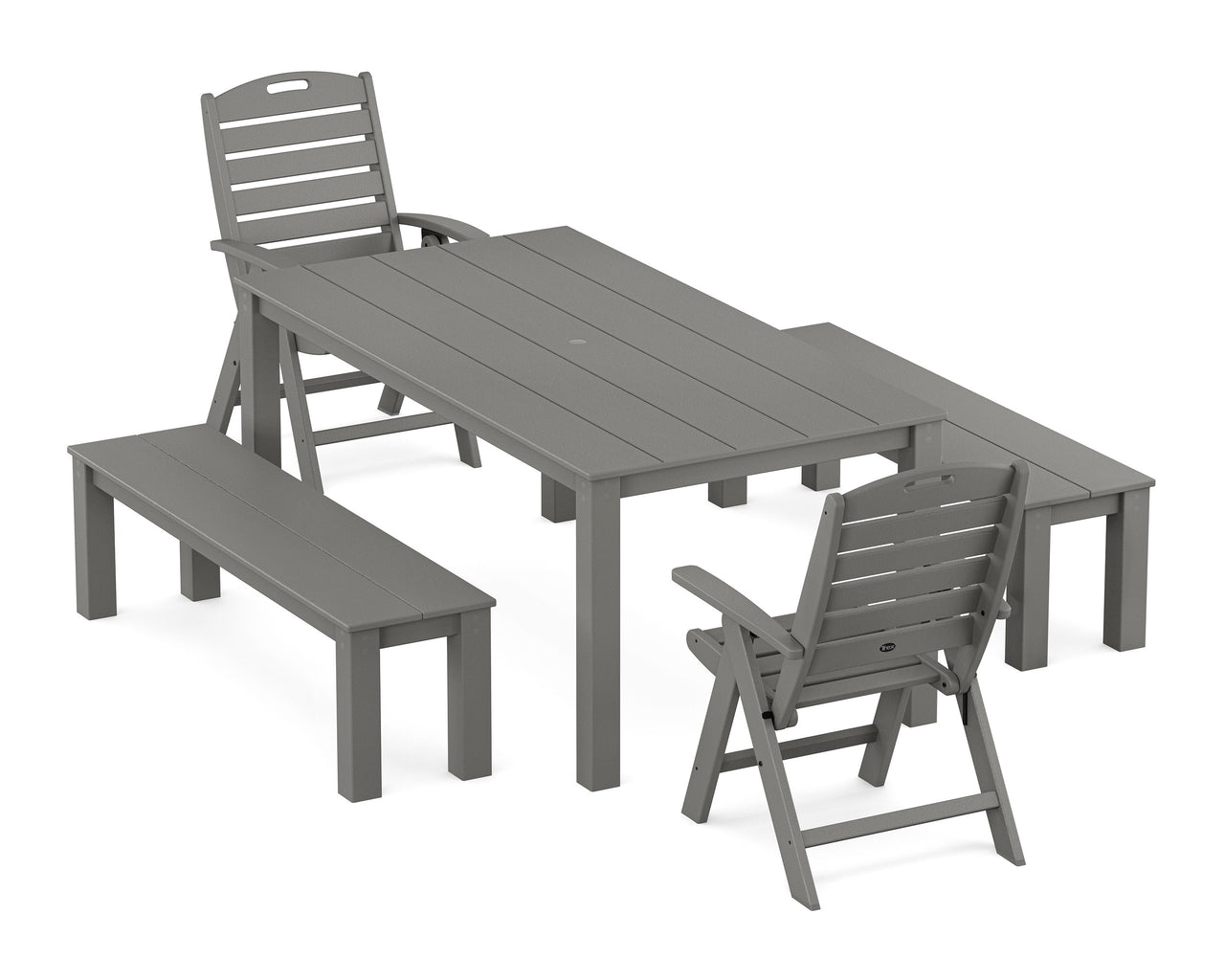 Trex Yacht Club Highback Chair 5-Piece Parsons Dining Set with Benches