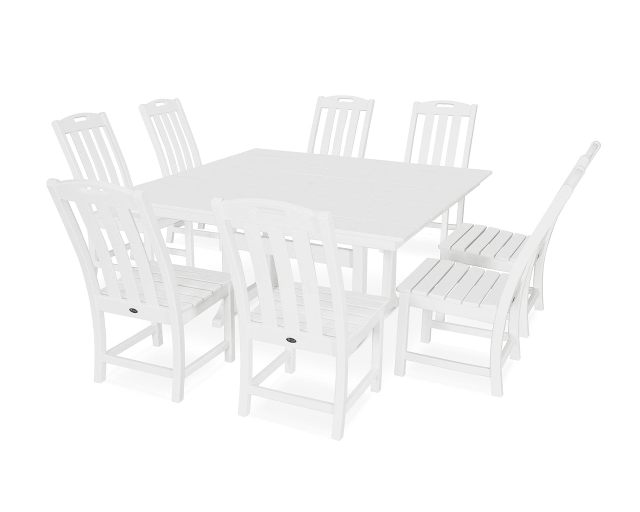 Trex Yacht Club 9-Piece Farmhouse Trestle Side Chair Dining Set