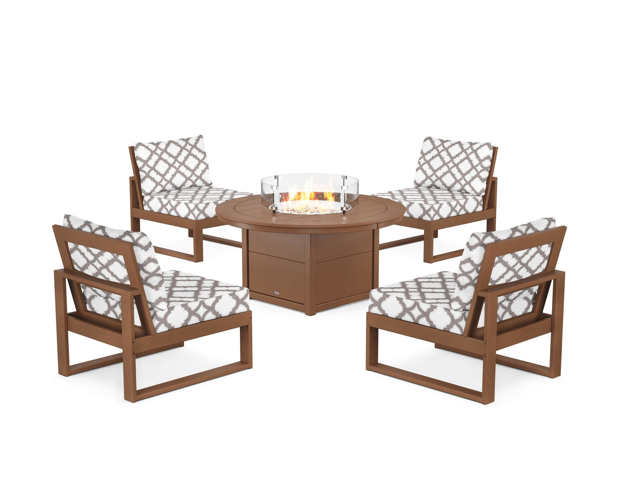 Trex Eastport Modular 5-Piece Deep Seating Set with Round Fire Pit Table